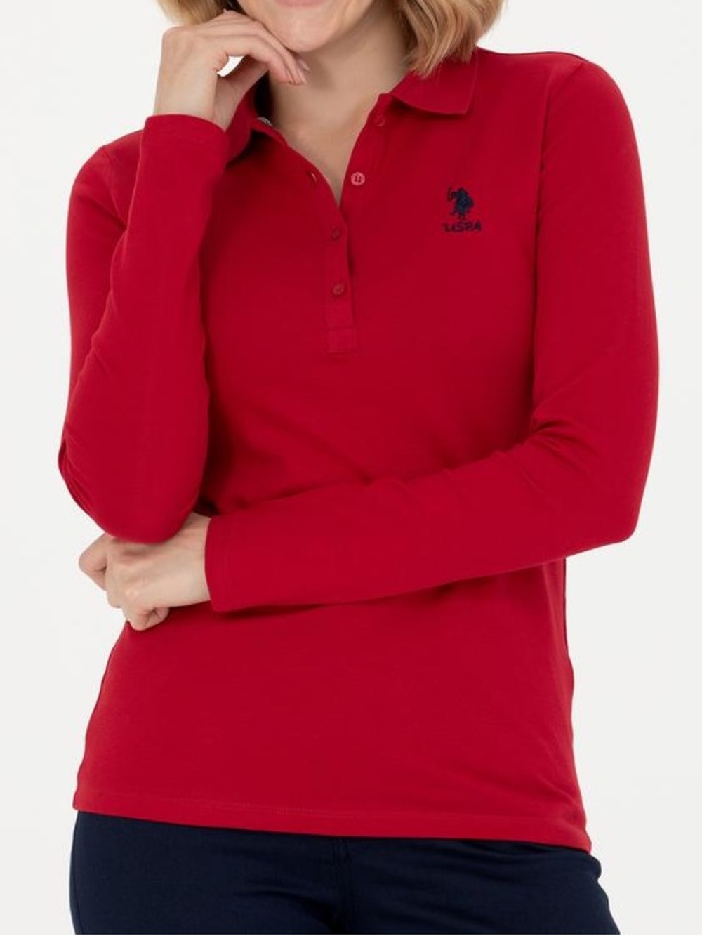 U.S. Polo Assn. Red Ribbed Long-Sleeve Polo Henley